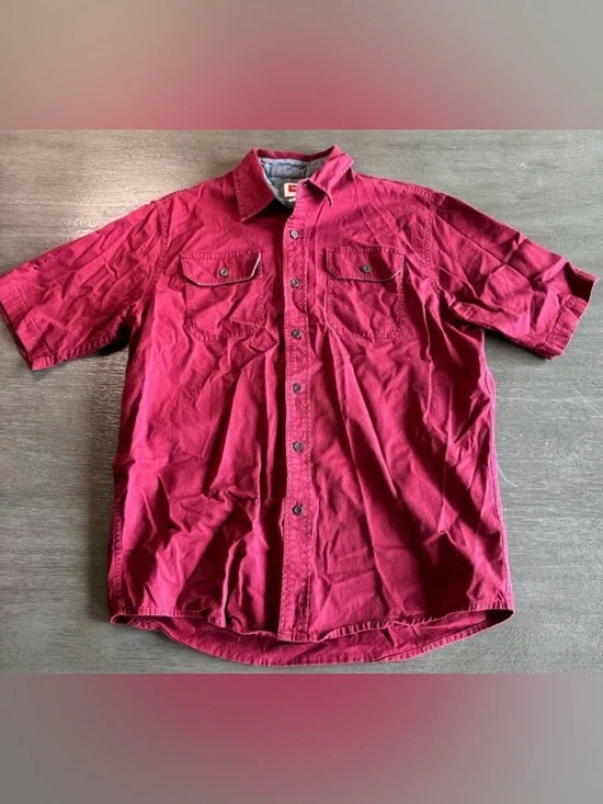 Wrangler Maroon Red Short Sleeve Button Down Shirt M - Picture 1 of 10